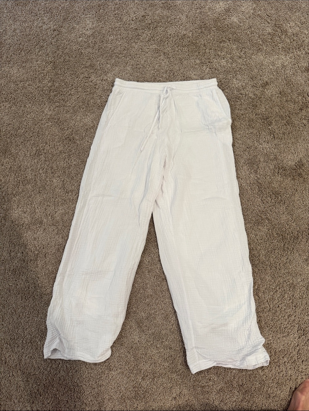Z Supply White Elastic Waist Gauze Pants